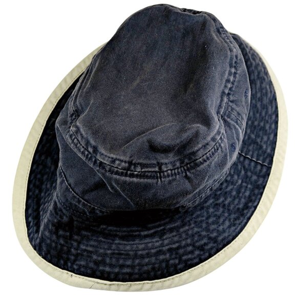 Vintage Gap Bucket Hat S/M Dark Blue Tan Trim Cotton 1999–2000 Y2K Streetwear - Picture 3 of 5